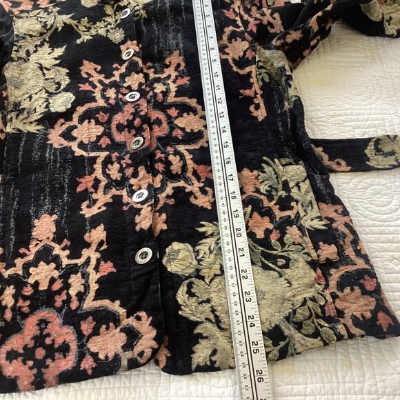 Citron Santa Monica Womens Black Floral Button-Up Jacket Size M - Picture 12 of 16